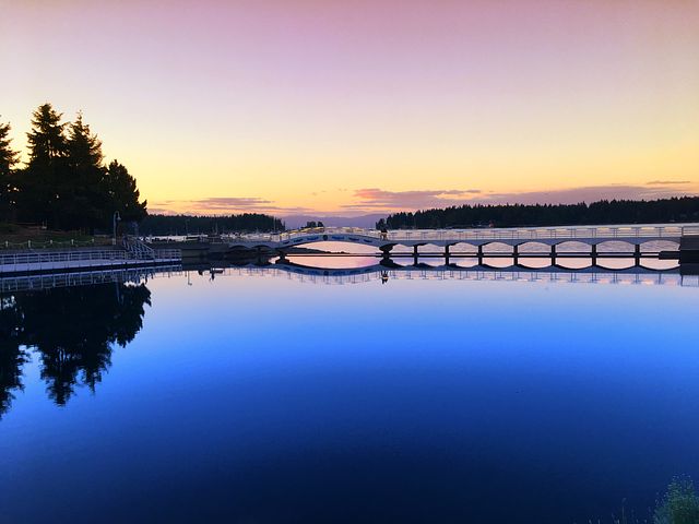 Landscape image of bridge and waterway in Nanaimo